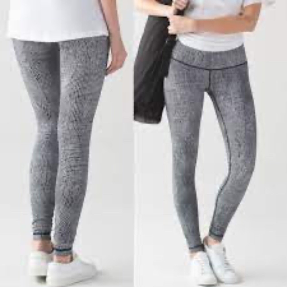Lululemon Wunder Under Pant III Fall Net White Black Sz 4